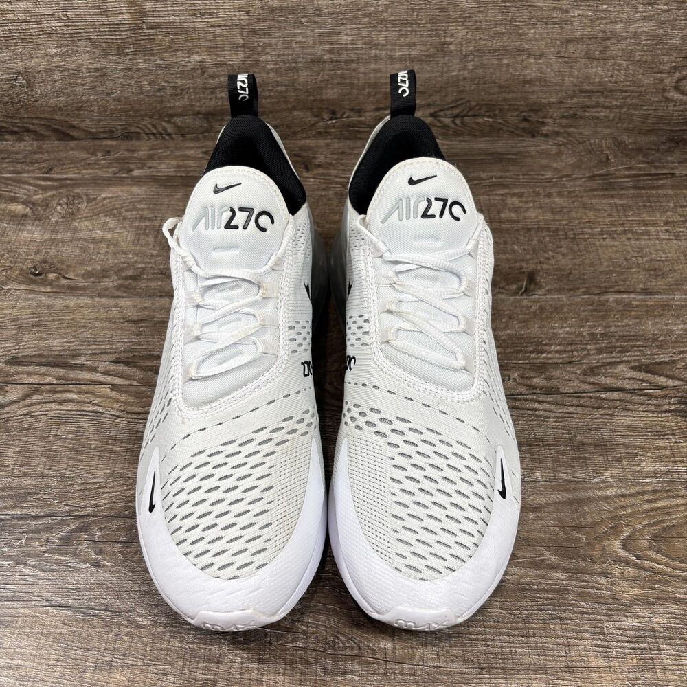Nike Air Max 270 Shoes Men's 11.5 White Black Running Mesh Sneakers AH8050-100 - Picture 3 of 9